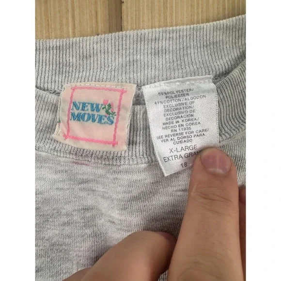 New Moves Sports International Sweatshirt Womens XL Heather Gray Knit Cotton - Picture 2 of 5